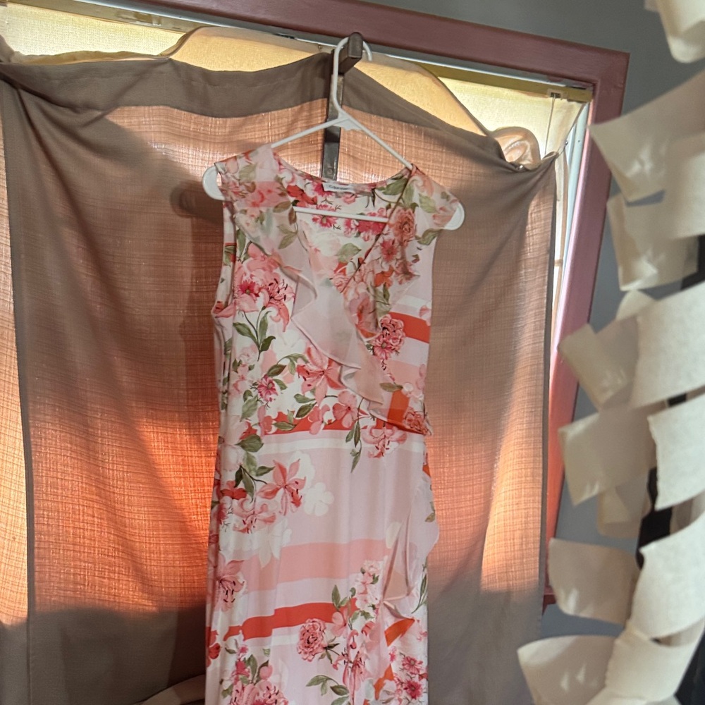 Calvin Klein Pink and Coral Floral SundressM7 - Picture 1 of 6